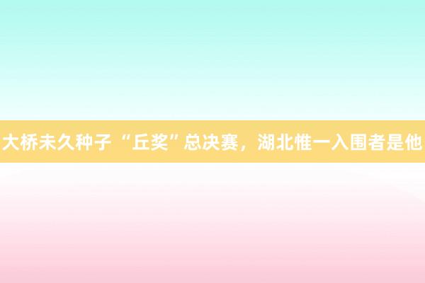 大桥未久种子 “丘奖”总决赛，湖北惟一入围者是他
