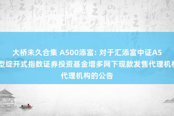 大桥未久合集 A500添富: 对于汇添富中证A500交游型绽开式指数证券投资基金增多网下现款发售代理机构的公告