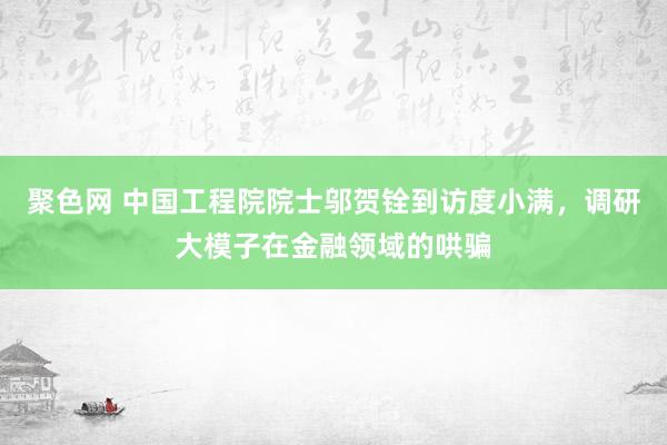 聚色网 中国工程院院士邬贺铨到访度小满，调研大模子在金融领域的哄骗