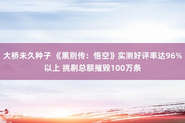 大桥未久种子 《黑别传：悟空》实测好评率达96%以上 挑剔总额摧毁100万条