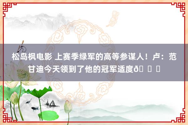 松岛枫电影 上赛季绿军的高等参谋人！卢：范甘迪今天领到了他的冠军适度👀