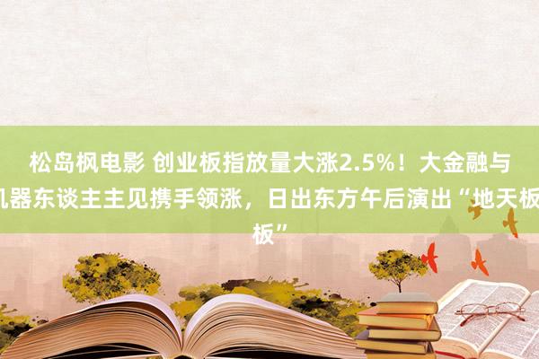松岛枫电影 创业板指放量大涨2.5%！大金融与机器东谈主主见携手领涨，日出东方午后演出“地天板”