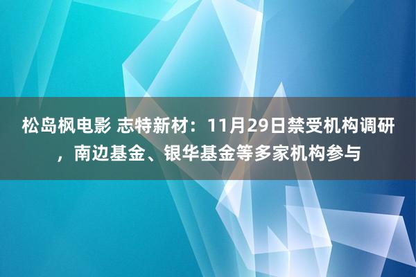 松岛枫电影 志特新材：11月29日禁受机构调研，南边基金、银华基金等多家机构参与