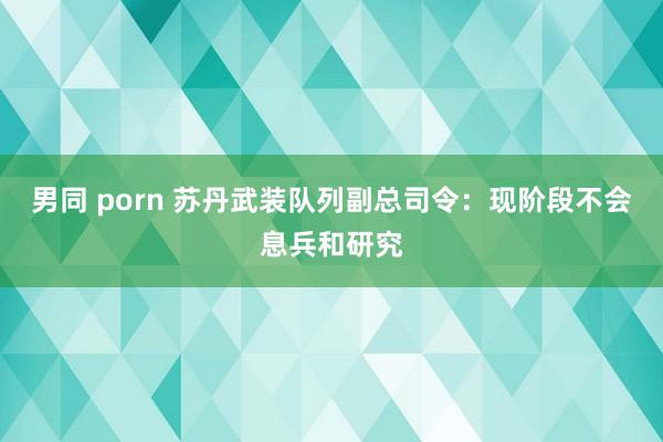 男同 porn 苏丹武装队列副总司令：现阶段不会息兵和研究