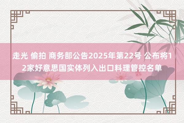 走光 偷拍 商务部公告2025年第22号 公布将12家好意思国实体列入出口料理管控名单